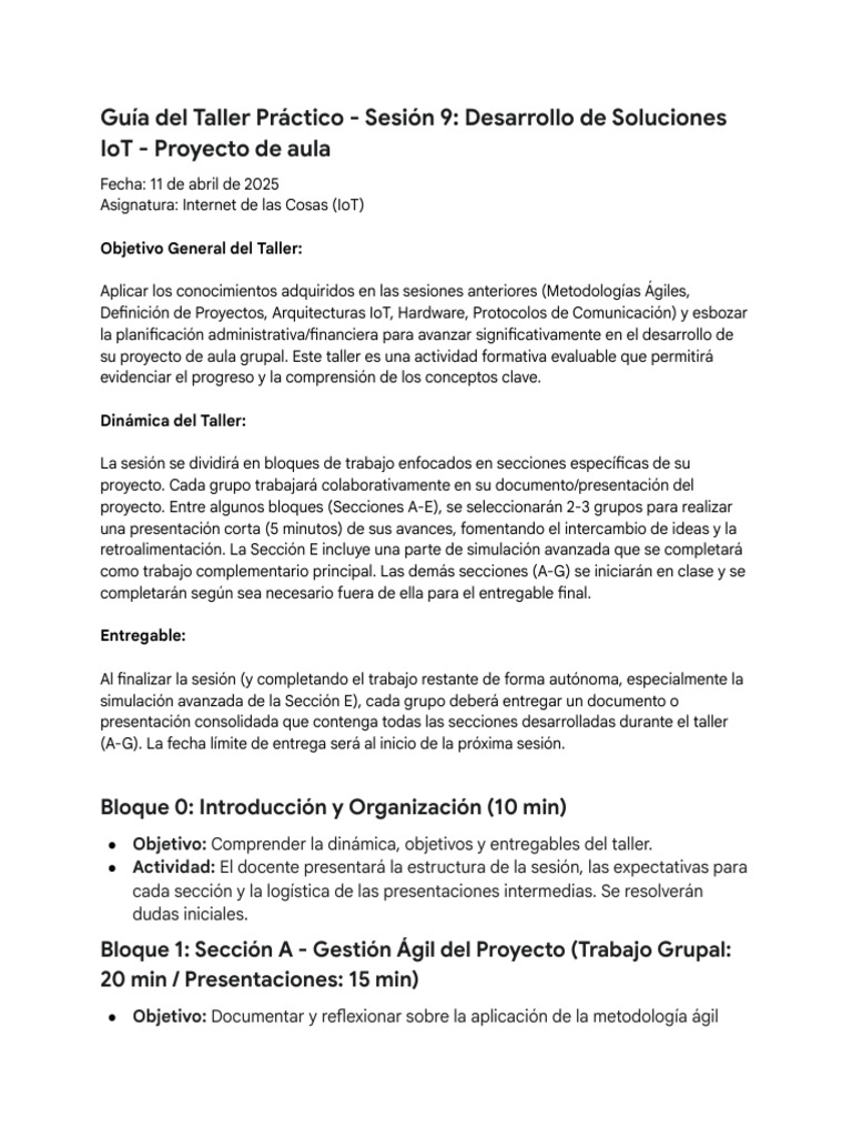 Taller Práctico Sesión 9 - IoT | PDF | Scrum (desarrollo de software ...