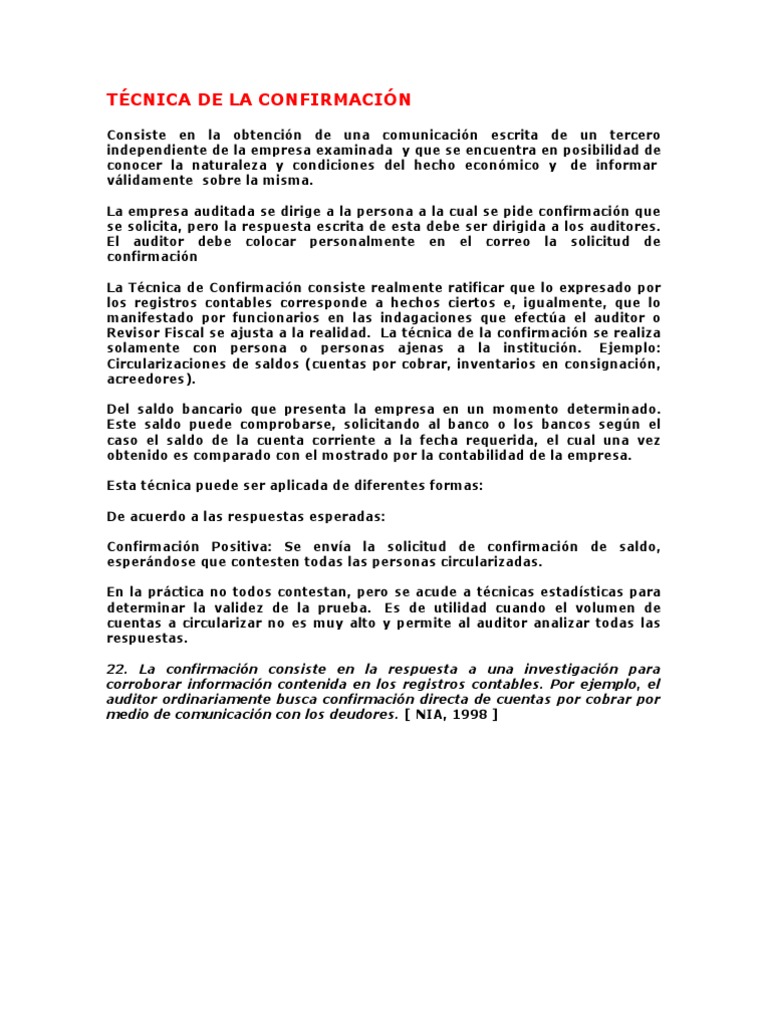 Modelo De Confirmacion De Saldos De Cuentas Por Cobrar