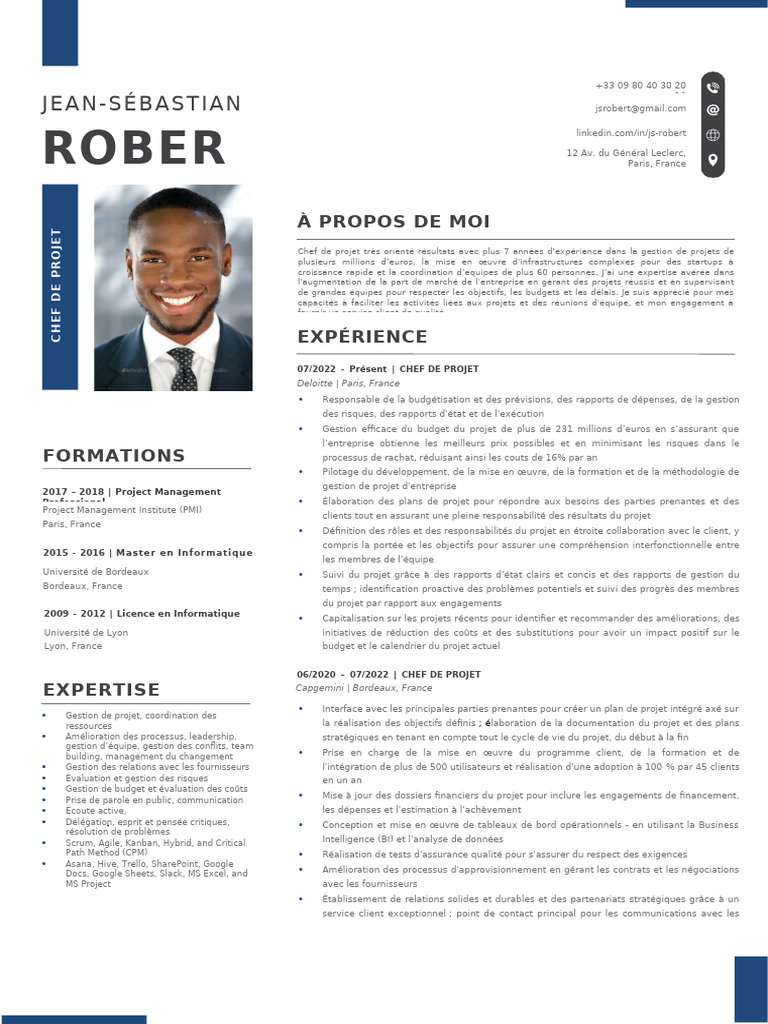CV Chef de Projet Expérimenté | PDF | Chef de projet | Gestion de projet