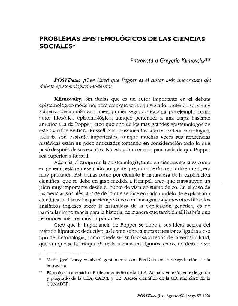 Problemas epistemológicos de las ciencias sociales