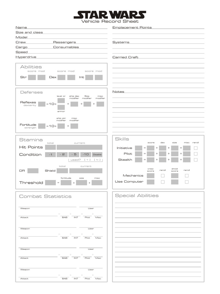 SW Starship Sheet | PDF