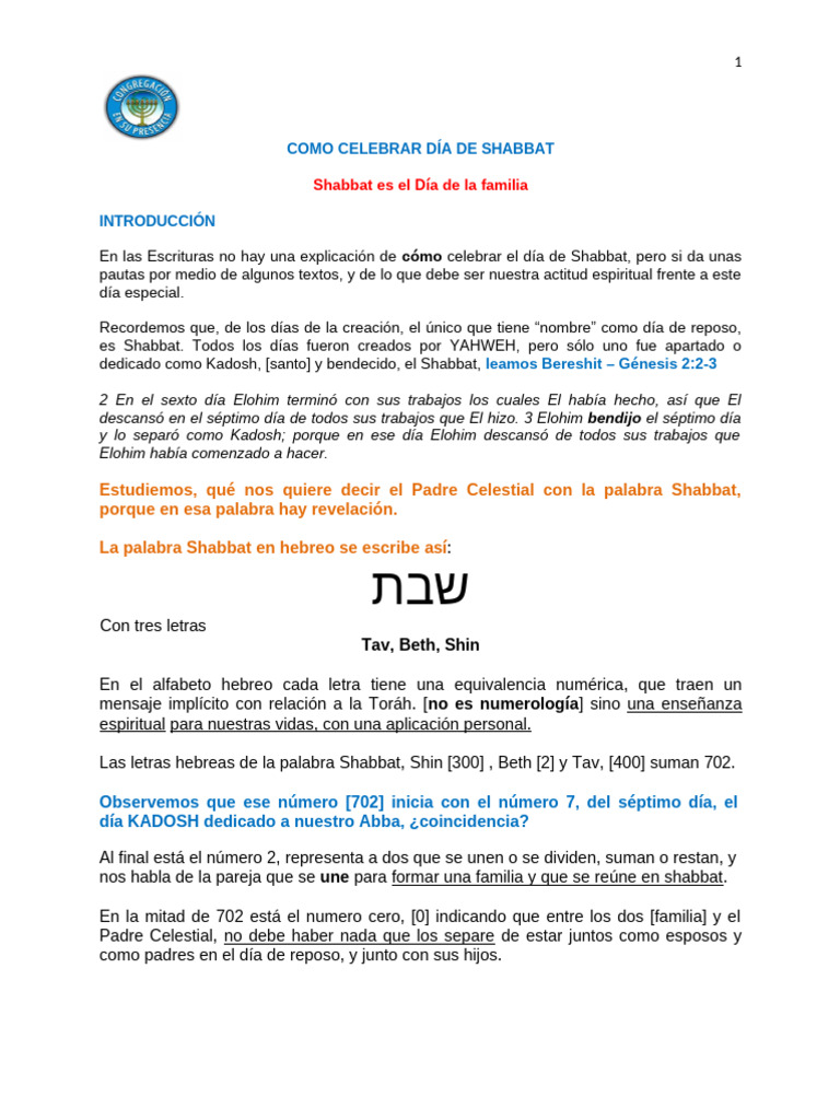 Cómo Celebrar el Shabbat en Familia | PDF | Shabat | Oración