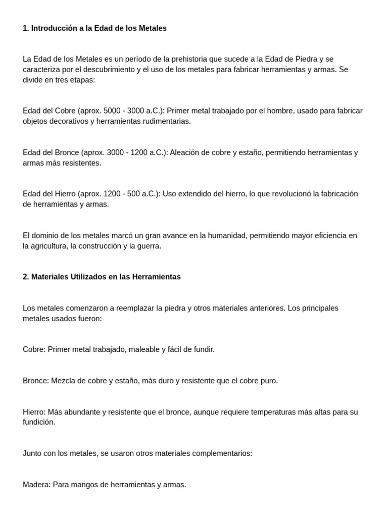 Evolución de la Edad de los Metales | PDF | Rieles | Bronce
