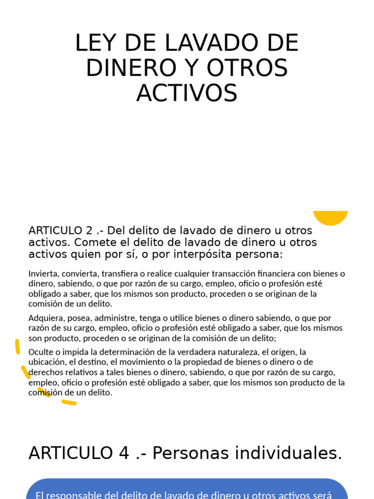 Ley de Lavado de Dinero y Otros Activos | PDF | Lavado de dinero ...