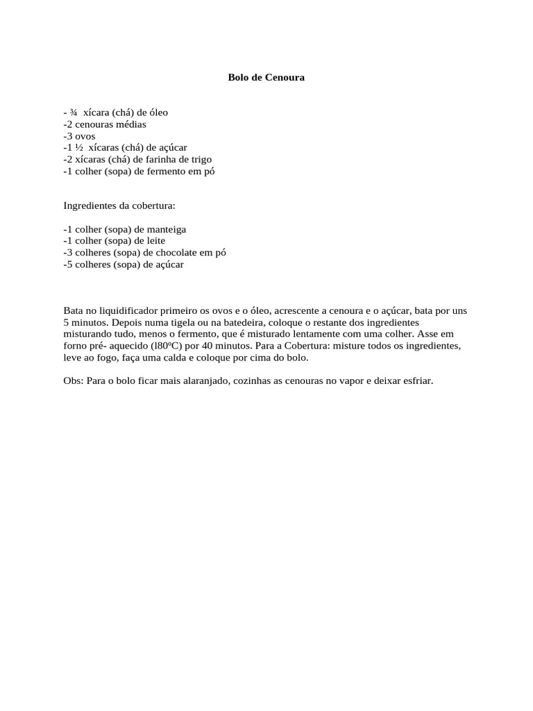 Bolo de cenoura pdf