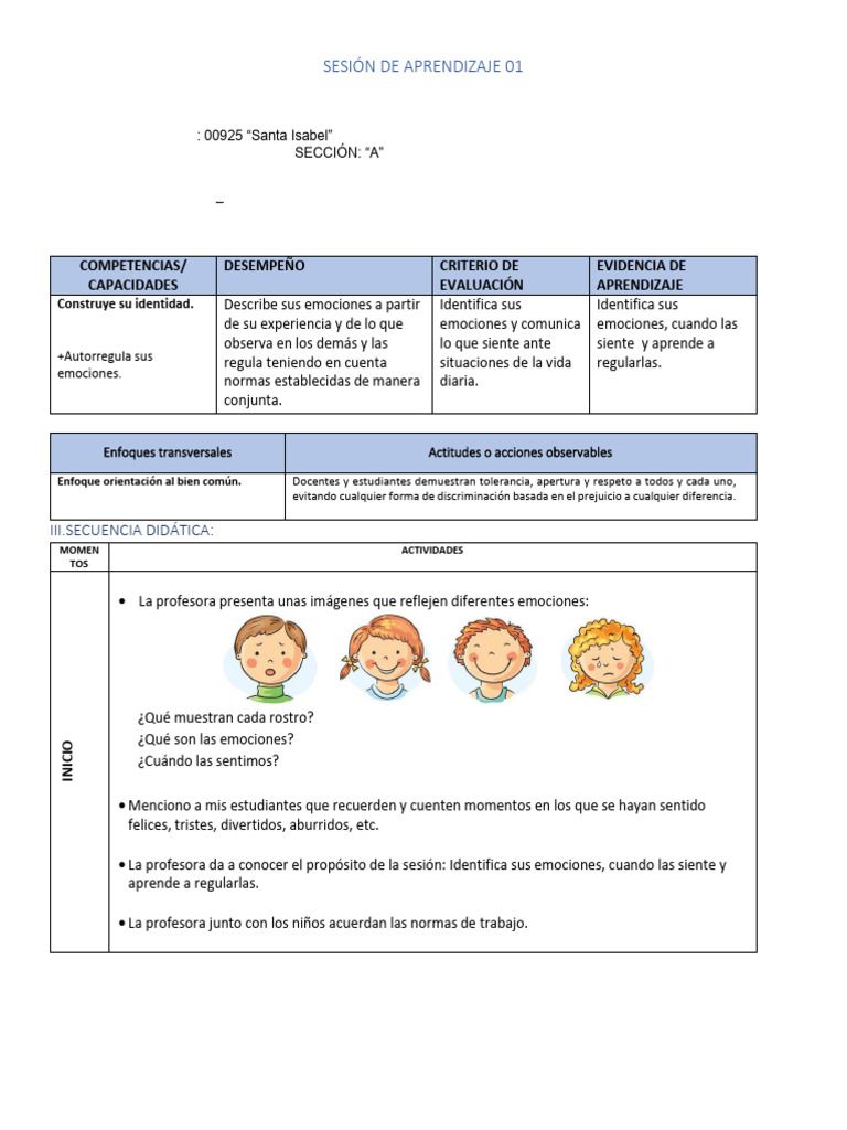 1 P.S. Las Emociones | PDF | Las emociones | Aprendizaje