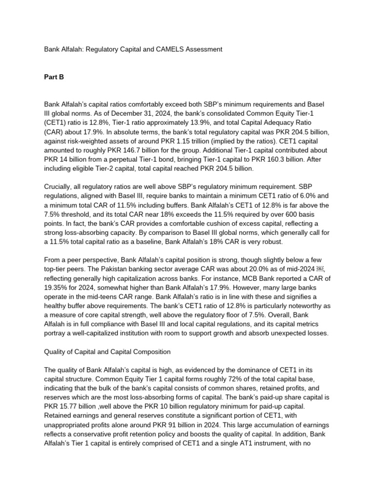 Bank Alfalah Capital Adequacy Analysis | PDF | Financial Risk | Basel Iii