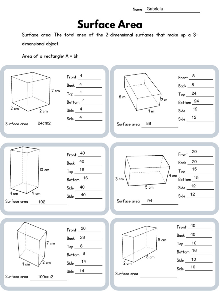 SurfaceAreaofRectangularPrisms Edit 1 | PDF | Area | Number Theory