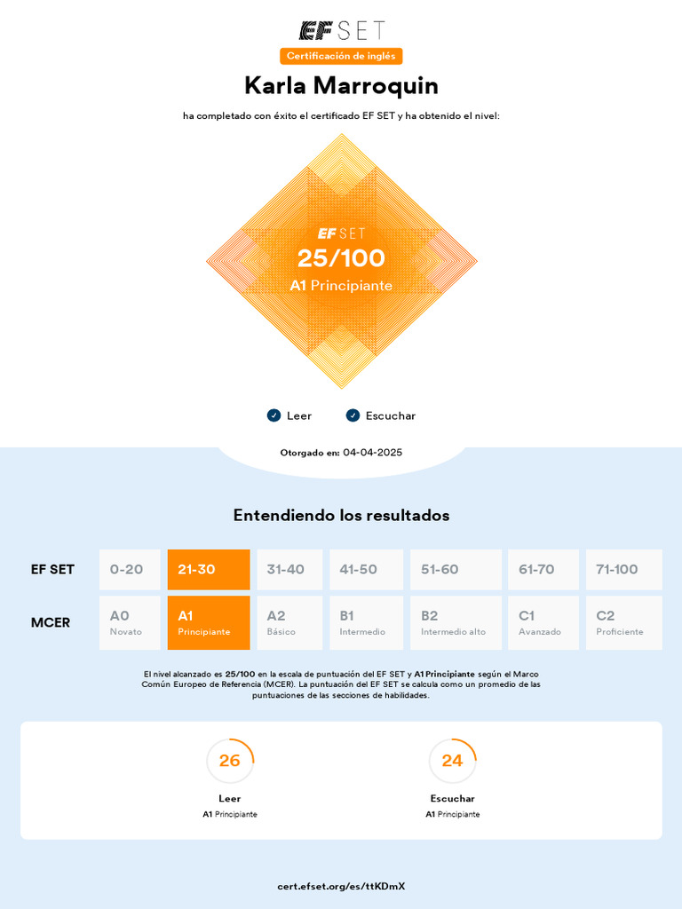 EF SET Certificate | PDF