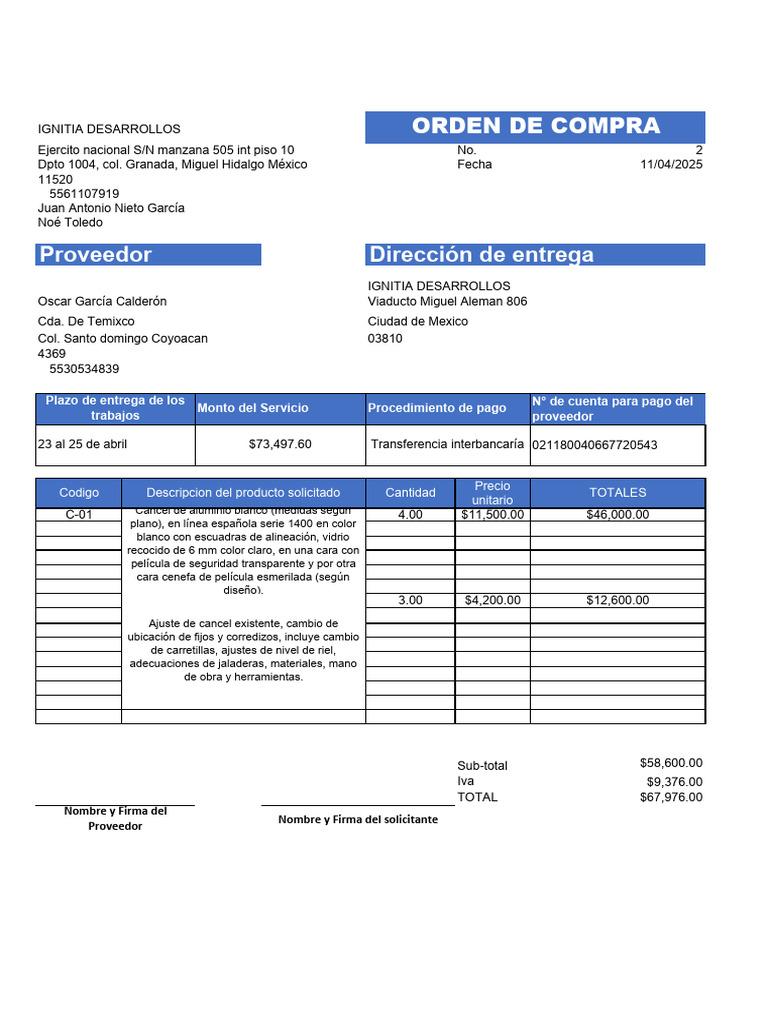 Formato de Orden de Compra | PDF