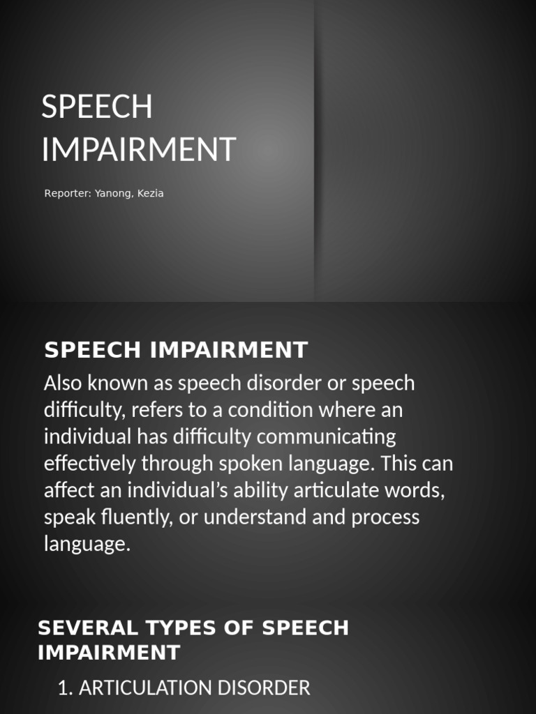 Understanding Speech Impairment in Children | PDF