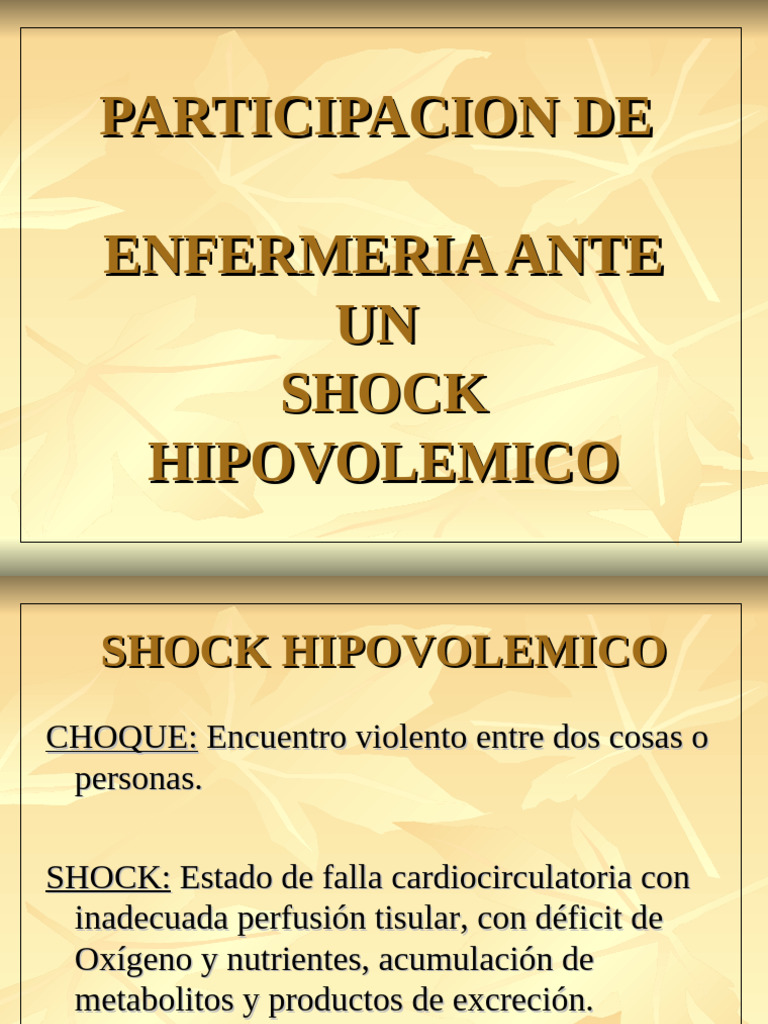 02 - Enfermeria y El Shock Hipovolemico | PDF | Enfermedades y ...