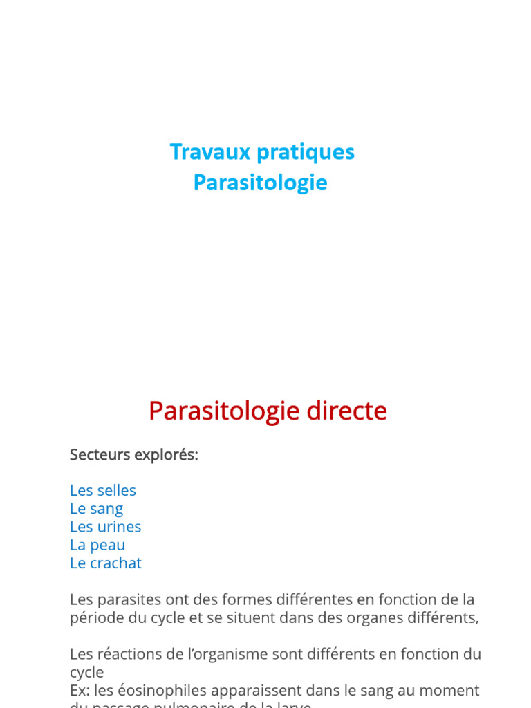Coprologie parasitaire : méthodes et limites | PDF