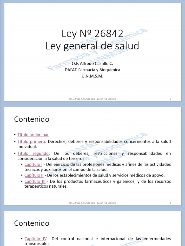 Clase 2 - Ley #26842 - Ley General de Salud | PDF | Cuidado de la salud ...