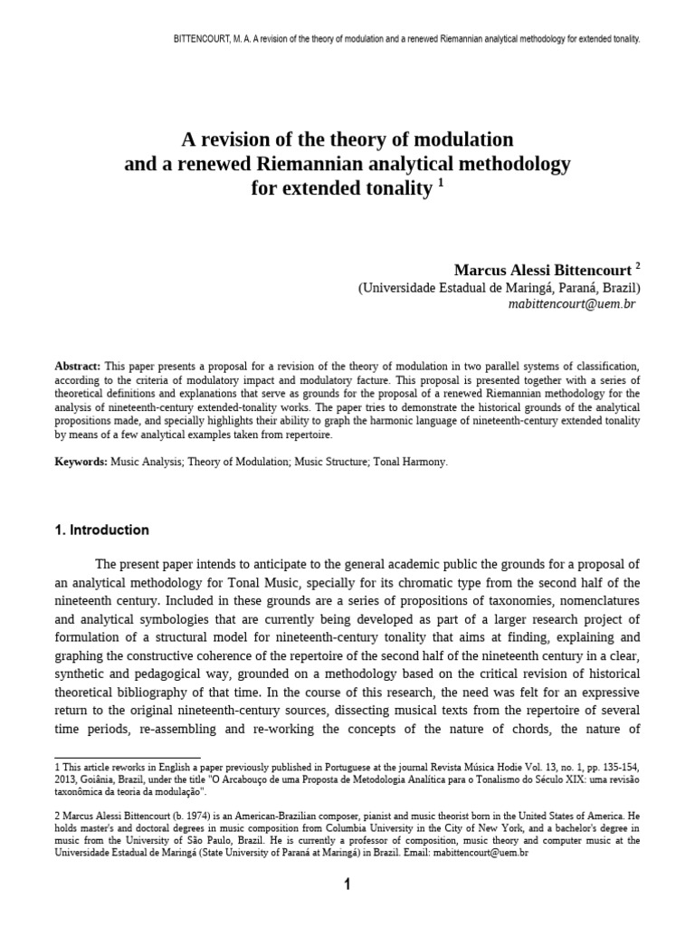 A Revision of The Theory of Modulation A | PDF | Harmony | Mode (Music)