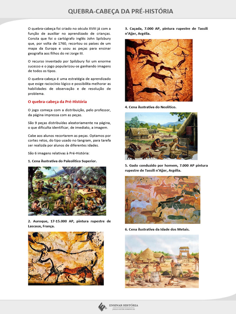 Quebra-Cabeça Educativo Pré-História | PDF | Imagem