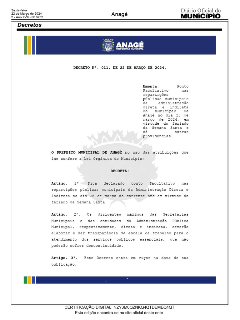 Ponto Facultativo em Anagé - 28/03/2024 | PDF