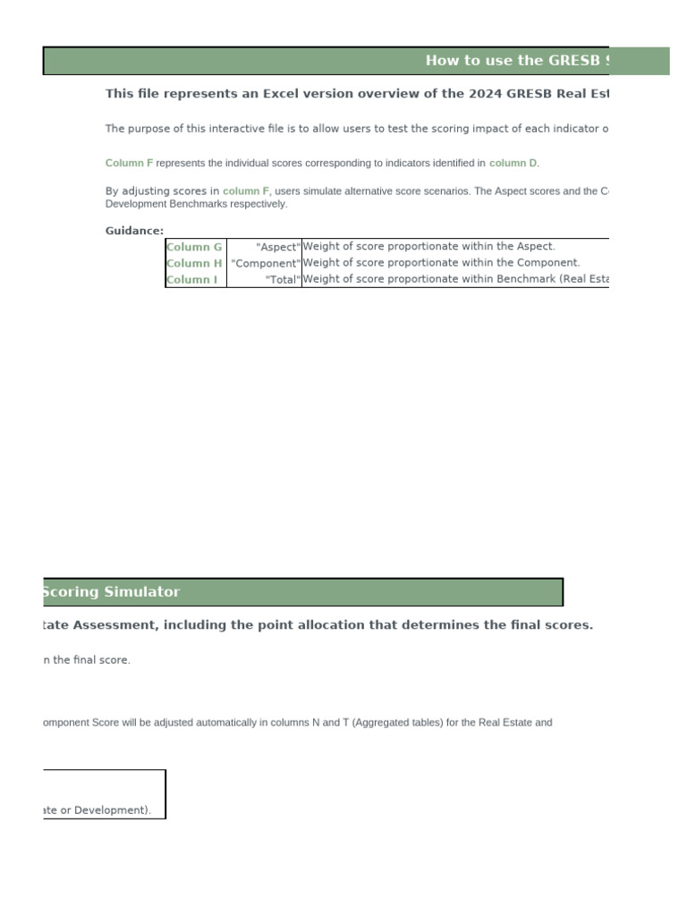 GRESB Scoring Simulator Guide 2024 | PDF