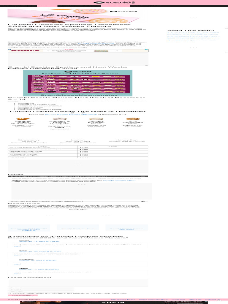 Crumbl Cookies Spoilers December 2024 and Next Weeks Flavors | PDF | Cakes | Desserts