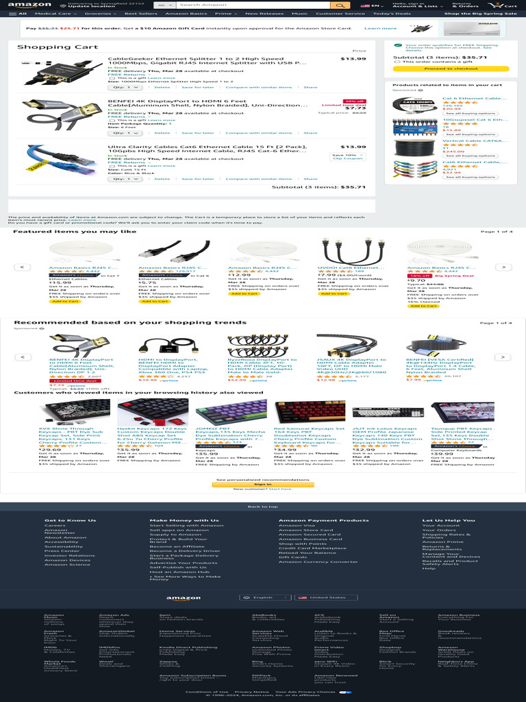 Amazon Shopping Cart Summary | PDF | Computing