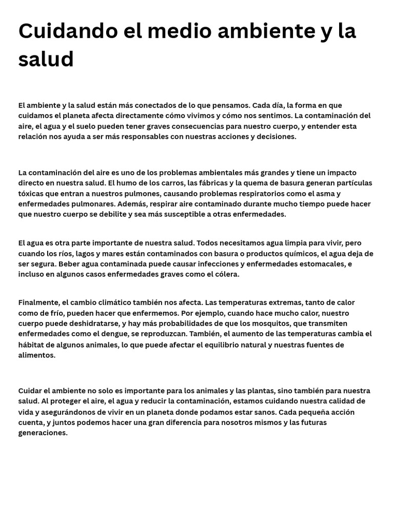 Salud y medio ambiente: conexión vital | PDF