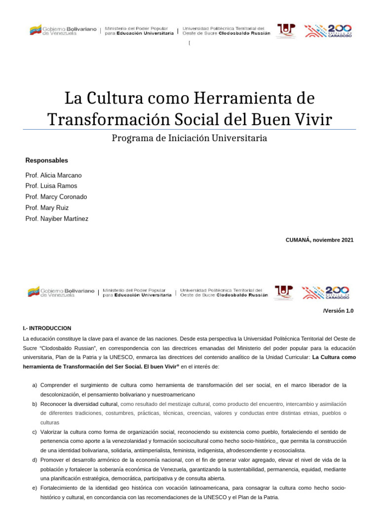 Cultura Como Herramienta de Transformacion Social | PDF | Venezuela ...