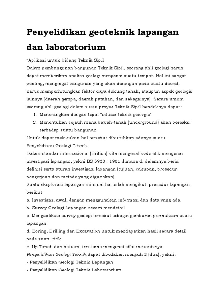Konsultan Geoteknik Di Bandung Proses Analisis Lapangan