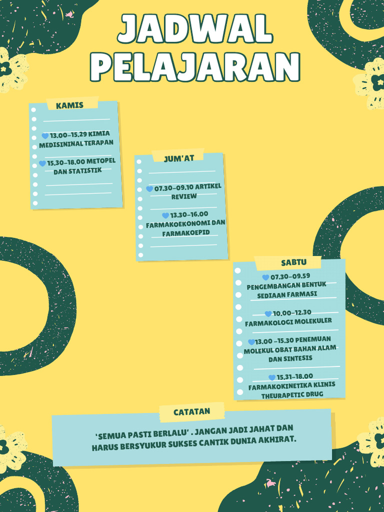 Hijau Ilustrasi Modern Jadwal Pelajaran Sekolah PDF | PDF