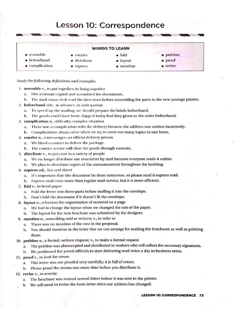 Lesson 10 Correspondence | PDF