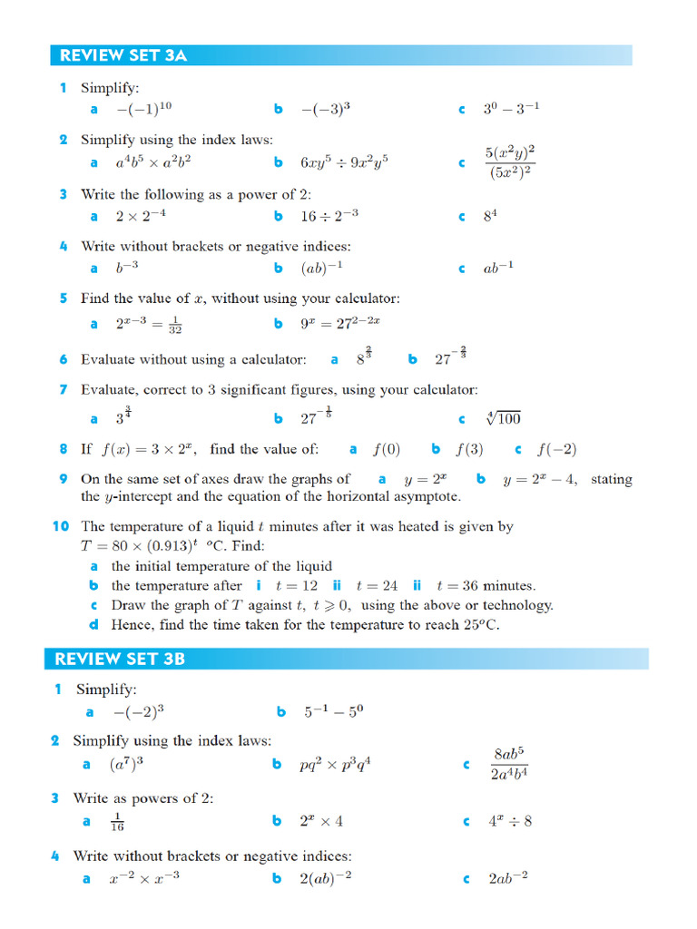 10A Indices and Exponentials Revision | PDF