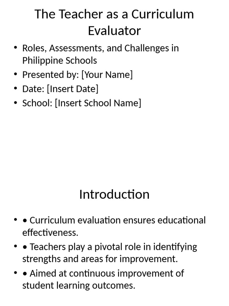 Teacher Roles in Curriculum Evaluation | PDF | Educational Assessment ...