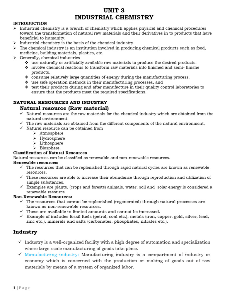 G12-Chemistry Unit 3 Note | PDF | Nitric Acid | Pulp (Paper)