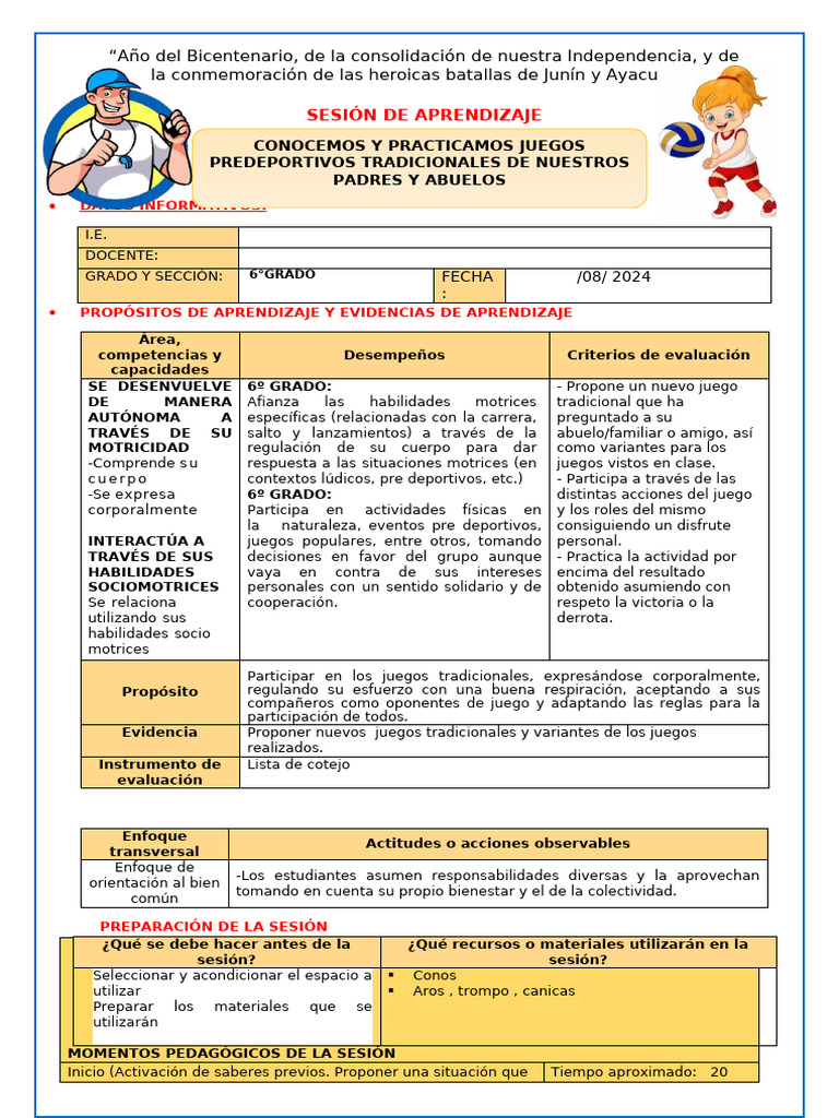 Educ-Física-Conocemos y Practicamos Juegos Predeportivos Tradicionales ...