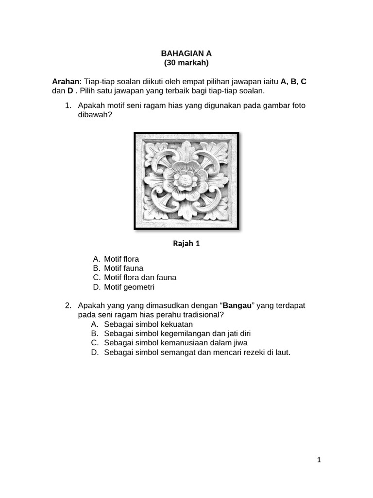 Soalan Seni Visual dan Reka Bentuk | PDF