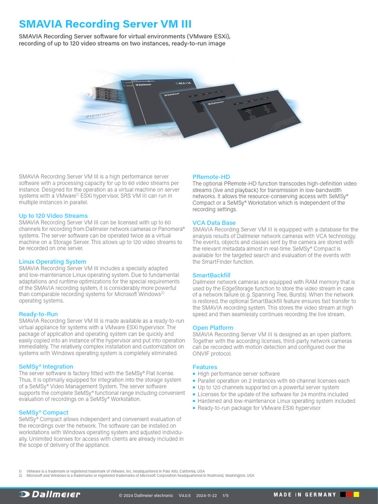 Ds SMAVIA Recording Server VM III en | PDF | Virtual Machine | V Mware