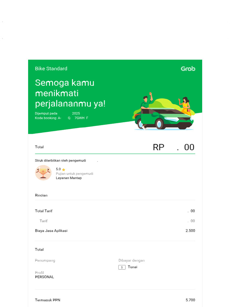 Struk Pembayaran Grab Car 2025 | PDF