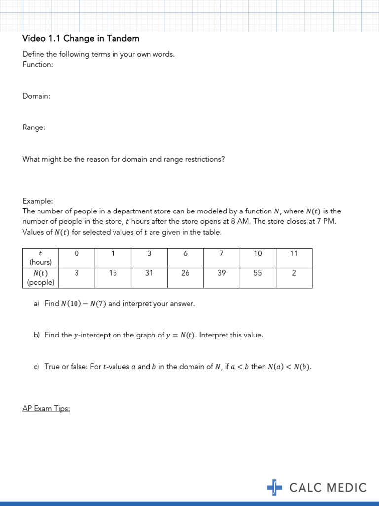AP Precalculus Video Notes Guide | PDF | Function (Mathematics ...