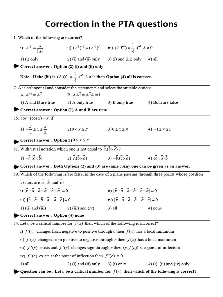 Correction in PTA Questions (Final) | PDF | Differential Equations ...