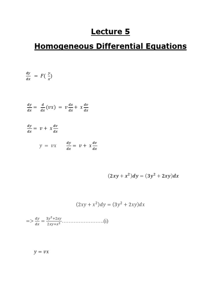 Homogeneous Differential Equations Explained | PDF | Physics ...