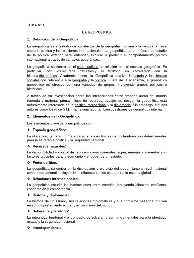 Introducción a la Geopolítica y sus Elementos | PDF | Geopolítica | Science