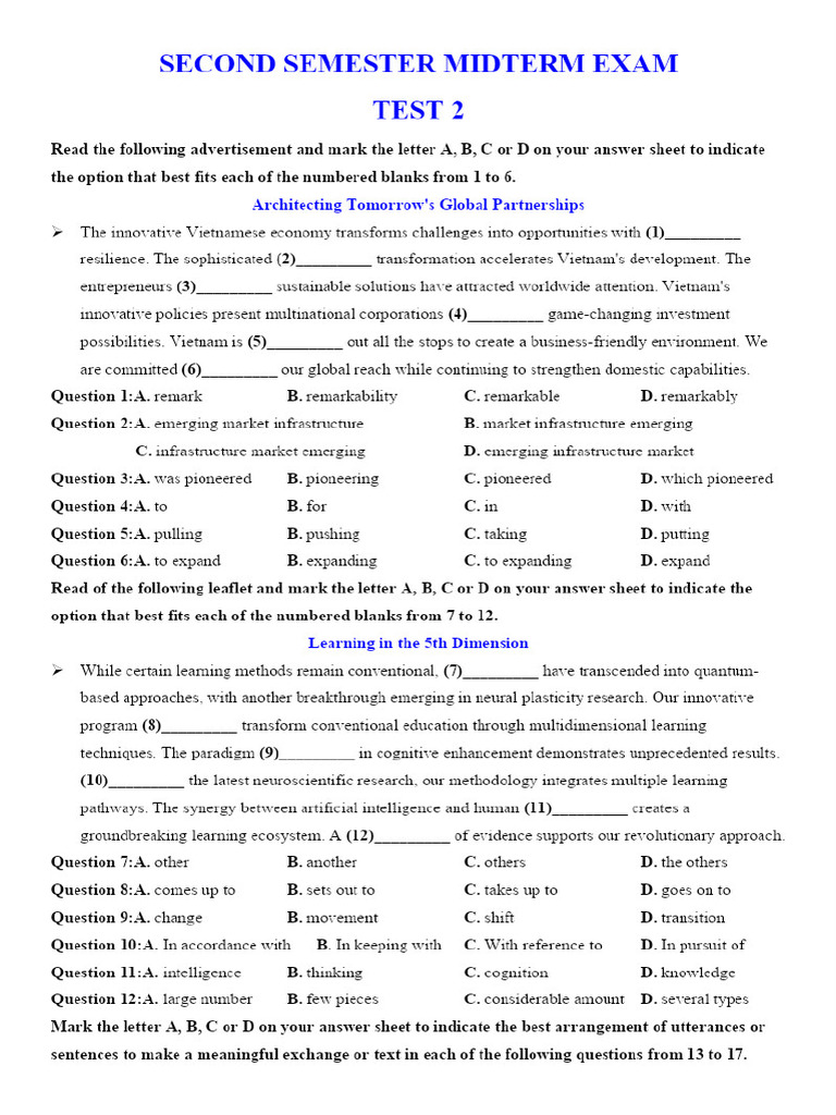 Second Semester Midterm Exam Grade 10 Test 2docx 1600 PDF - Gdrive.vip ...