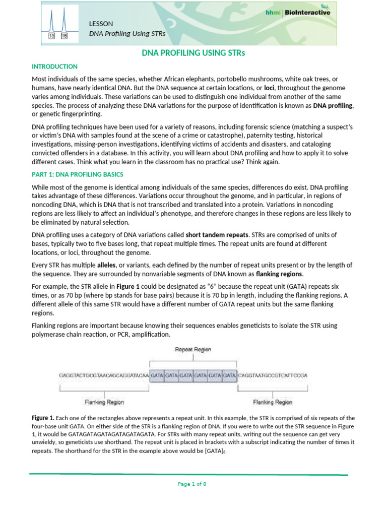 DNA Profiling with STR Analysis | PDF | Microsatellite | Dna Profiling
