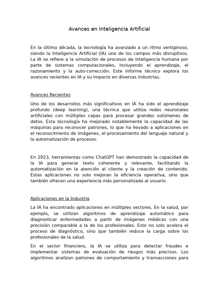 Avances Clave en Inteligencia Artificial | PDF | Inteligencia ...