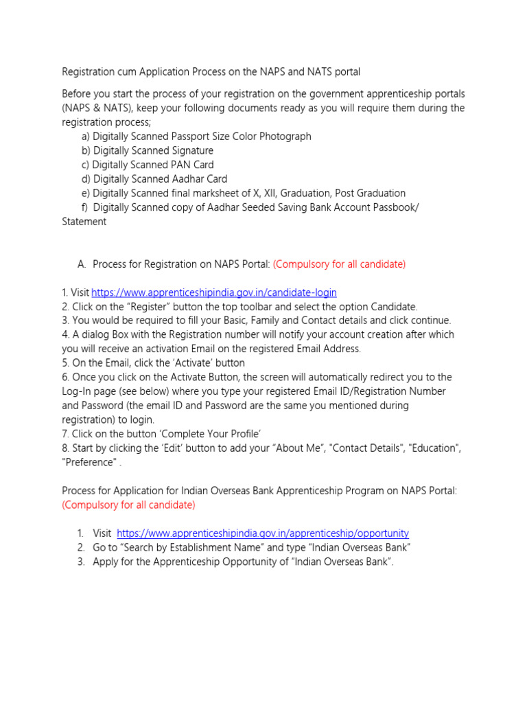NAPS and NATS Registration Guide | PDF