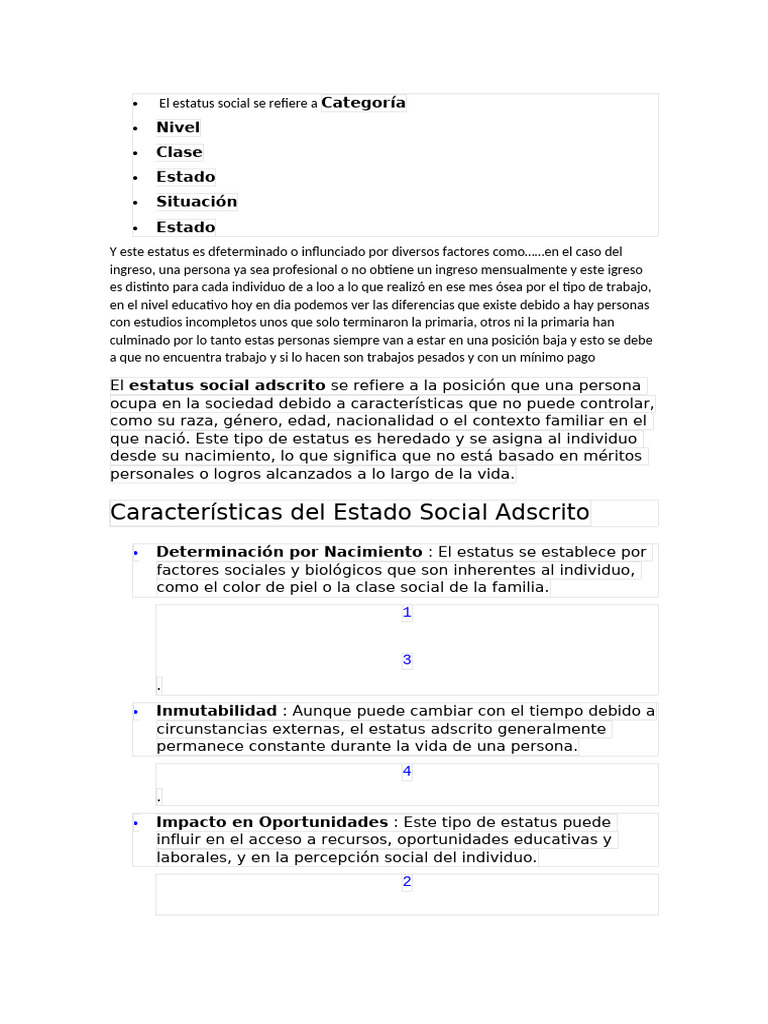 El estatus social se refiere a Categoría | PDF | Estatus social ...