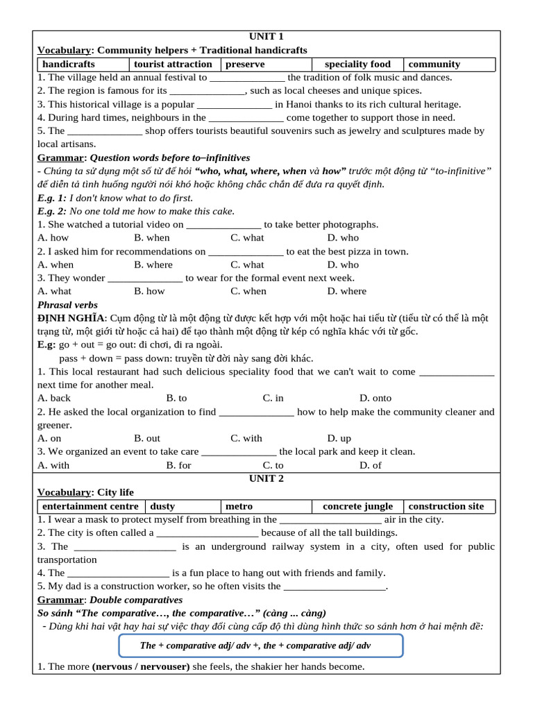 UNIT 1+2+3 Quick Check | PDF | Linguistics | Syntax