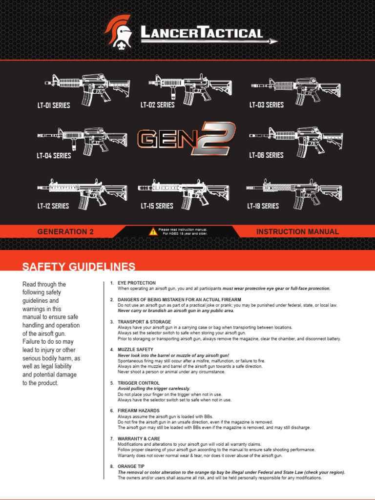 Lancer Tactical Gen 2 Airsoft Manual | PDF | Trigger (Firearms ...