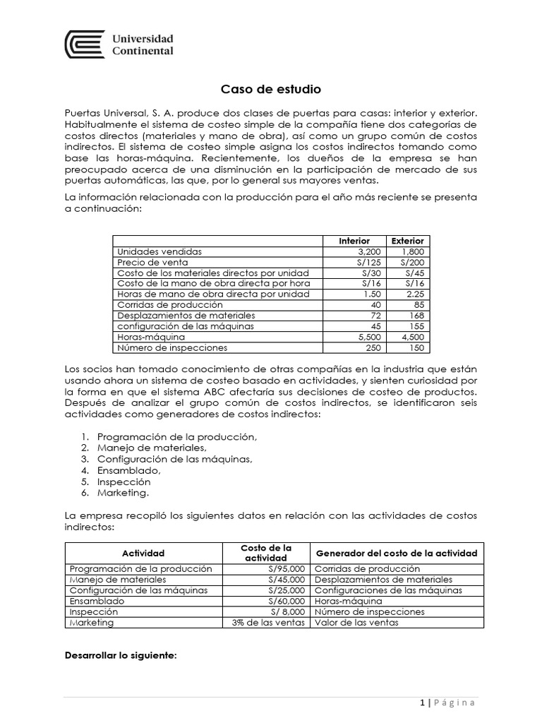 Costos de Puertas: Comparativa ABC vs. Simple | PDF | Economias