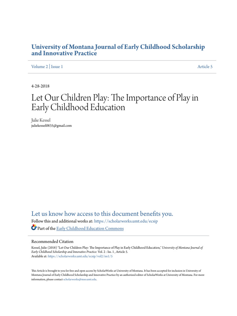 Importance of Play in Early Education | PDF | Constructivism ...