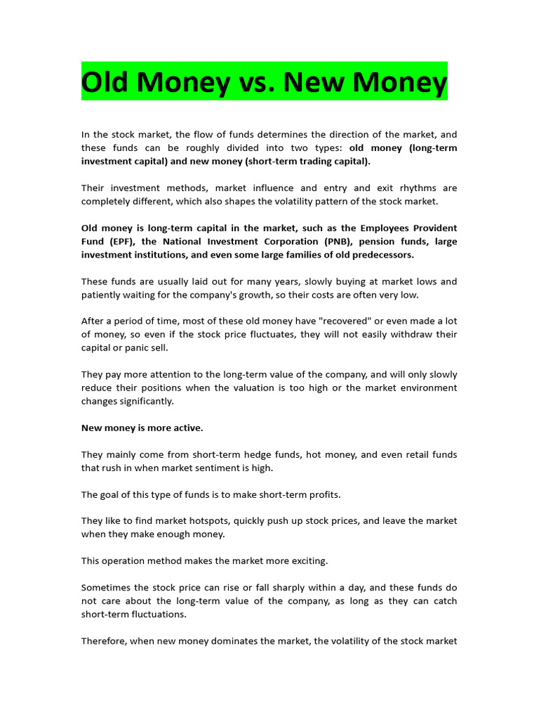 Old Money vs. New Money - Eric Lee | PDF | Investing | Stocks
